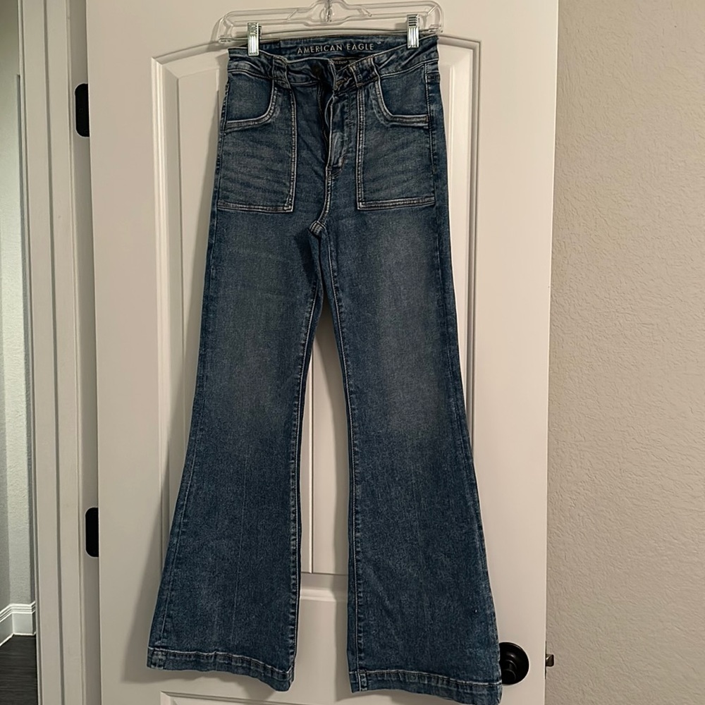 American eagle next level stretch super high-rise flare jeans